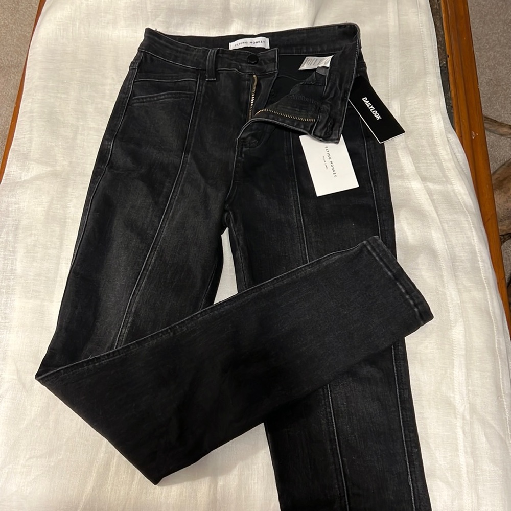 Flying Monkey Black Label, High Rise, skinny faded Black,
